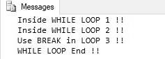 WHILE Loop In SQL Server